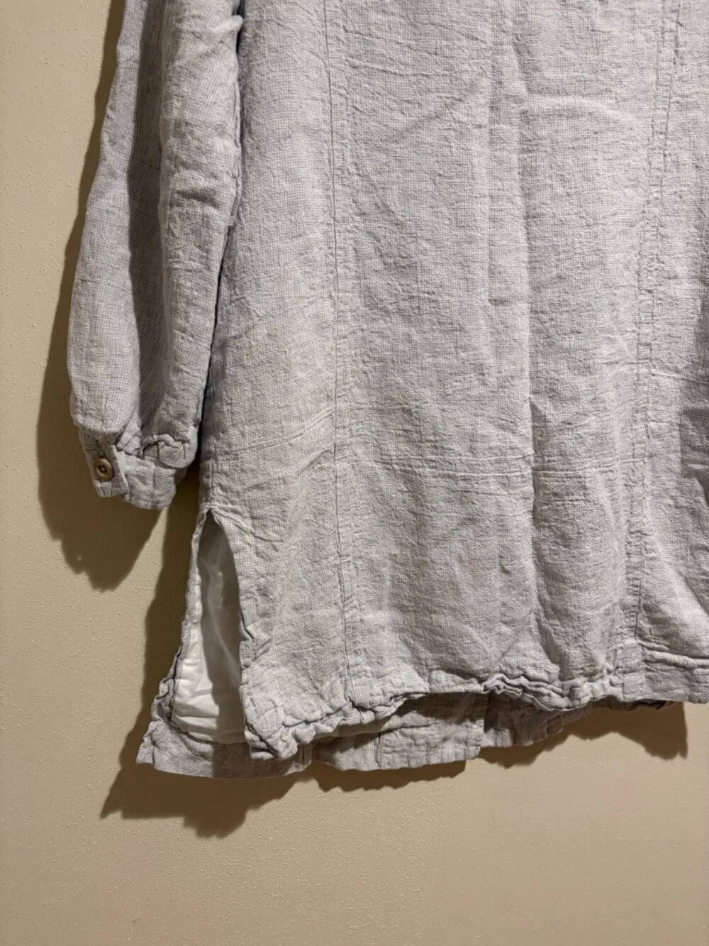 Poetry Long Jacket High-Twist Linen in Ice Grey